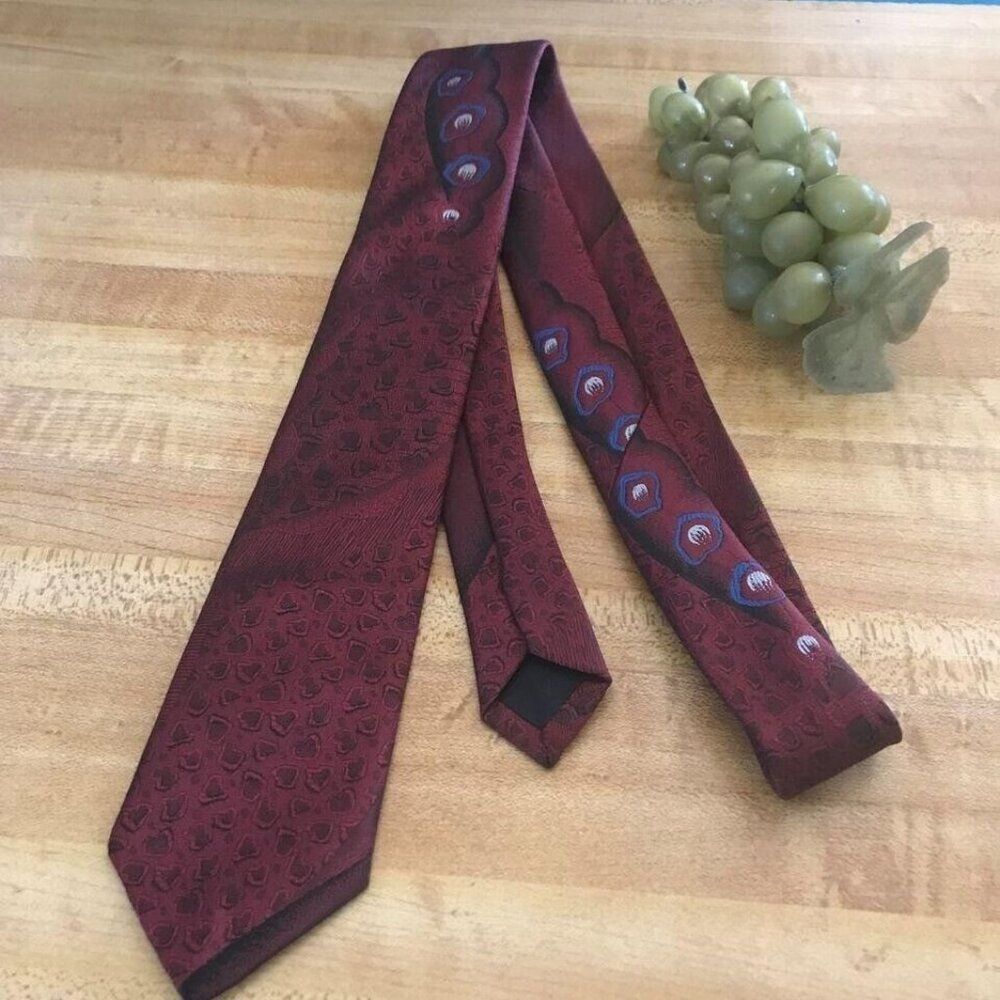 #1140 CHRISTOPHER BERNARD ,Burgandy Skinny NECKTIE 58 in X 2.75 in